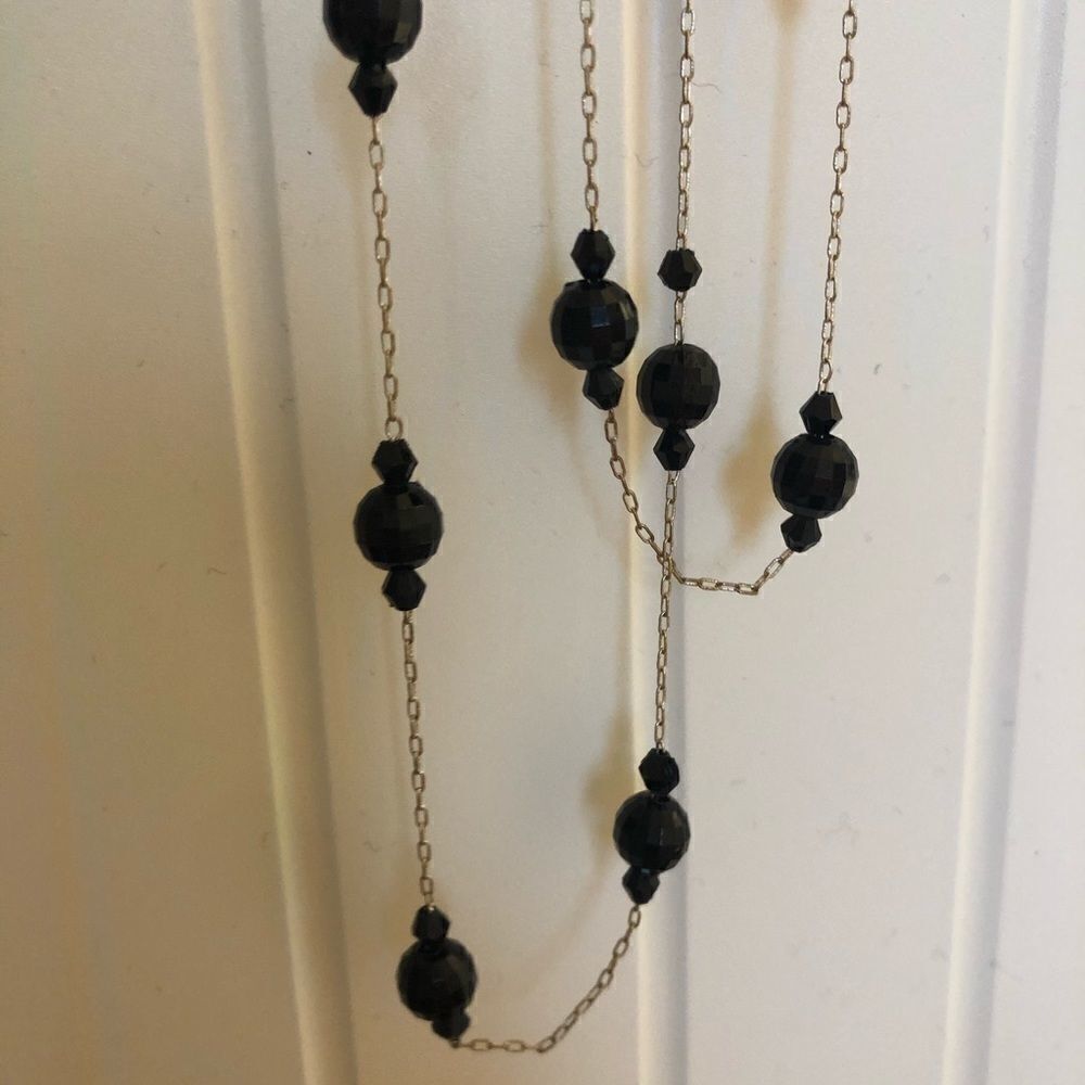 Long black romantic, goth beaded infinity layered necklace - Picture 3 of 5